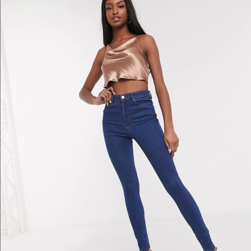 ASOS design tall Ridley high waisted skinny jean in flat blue wash